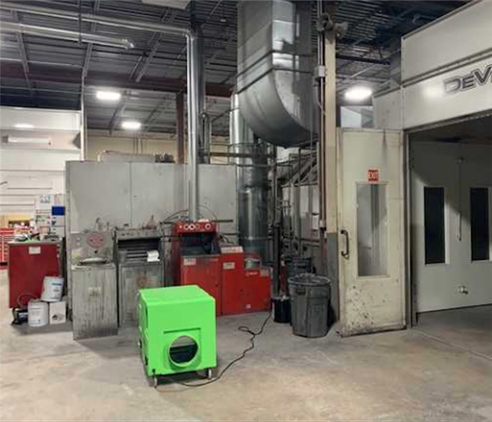 Green SERVPRO equipment in commercial building 
